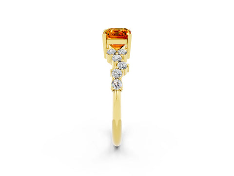 Yellow gold Emerald Cut Diamond Cluster Pavé Band with Four-Prong Setting_2