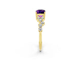 Yellow gold Emerald Cut Diamond Cluster Pavé Band with Four-Prong Setting_2