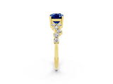 Yellow gold Emerald Cut Diamond Cluster Pavé Band with Four-Prong Setting_2