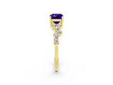 Yellow gold Emerald Cut Diamond Cluster Pavé Band with Four-Prong Setting_2