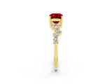 Yellow gold Emerald Cut Diamond Cluster Pavé Band with Four-Prong Setting_2