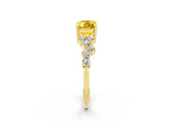 Yellow gold Emerald Cut Diamond Cluster Pavé Band with Four-Prong Setting_2