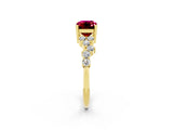 Yellow gold Emerald Cut Diamond Cluster Pavé Band with Four-Prong Setting_2
