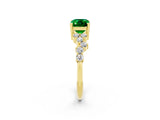 Yellow gold Emerald Cut Diamond Cluster Pavé Band with Four-Prong Setting_2