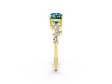 Yellow gold Emerald Cut Diamond Cluster Pavé Band with Four-Prong Setting_2