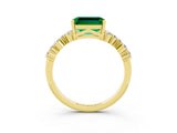 Yellow gold Emerald Cut Diamond Cluster Pavé Band with Four-Prong Setting_3