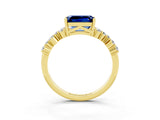Yellow gold Emerald Cut Diamond Cluster Pavé Band with Four-Prong Setting_3