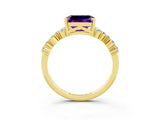 Yellow gold Emerald Cut Diamond Cluster Pavé Band with Four-Prong Setting_3
