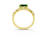Yellow gold Emerald Cut Diamond Cluster Pavé Band with Four-Prong Setting_3