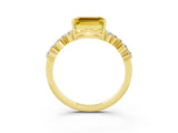 Yellow gold Emerald Cut Diamond Cluster Pavé Band with Four-Prong Setting_3