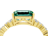 Yellow gold Emerald Cut Diamond Cluster Pavé Band with Four-Prong Setting_4