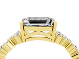 Yellow gold Emerald Cut Diamond Cluster Pavé Band with Four-Prong Setting_4