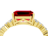 Yellow gold Emerald Cut Diamond Cluster Pavé Band with Four-Prong Setting_4