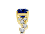 Yellow gold Emerald Cut Diamond Cluster Pavé Band with Four-Prong Setting_5
