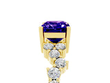 Yellow gold Emerald Cut Diamond Cluster Pavé Band with Four-Prong Setting_5