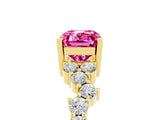 Yellow gold Emerald Cut Diamond Cluster Pavé Band with Four-Prong Setting_5