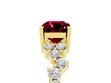Yellow gold Emerald Cut Diamond Cluster Pavé Band with Four-Prong Setting_5