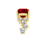 Yellow gold Emerald Cut Diamond Cluster Pavé Band with Four-Prong Setting_5