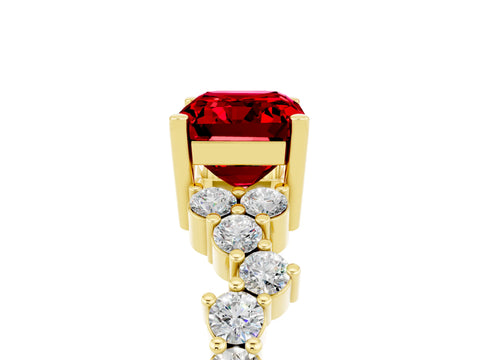 Yellow gold Emerald Cut Diamond Cluster Pavé Band with Four-Prong Setting_5