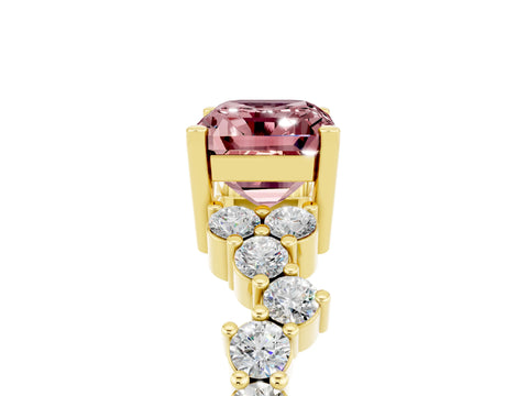 Yellow gold Emerald Cut Diamond Cluster Pavé Band with Four-Prong Setting_5