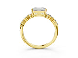 Yellow gold Emerald Cut Diamond Cluster Pavé Band with Four-Prong Setting_6