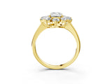 Yellow gold Emerald Cut Diamond Cluster Ring with Round and Baguette Stones, Split Shank Band, Prong Setting_6