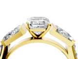 Yellow gold Emerald Cut Diamond Engagement Ring with Baguette Side Stones and Channel Set Band_49