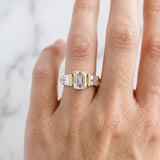 Yellow gold Emerald Cut Diamond Engagement Ring with Baguette Side Stones and Channel Set Band_57