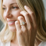 Yellow gold Emerald Cut Diamond Engagement Ring with Baguette Side Stones and Channel Set Band_59