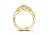 Yellow gold Emerald Cut Diamond Engagement Ring with Bezel Set Round Side Stones and Prong Setting_65