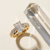 Yellow gold Emerald Cut Diamond Engagement Ring with Pavé Band and Four-Prong Setting_15