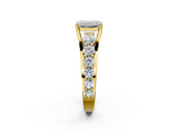 Yellow gold Emerald Cut Diamond Engagement Ring with Pavé Band and Four-Prong Setting_17