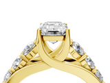 Yellow gold Emerald Cut Diamond Engagement Ring with Pavé Band and Four-Prong Setting_19