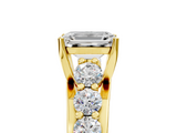 Yellow gold Emerald Cut Diamond Engagement Ring with Pavé Band and Four-Prong Setting_20