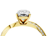 Yellow gold Emerald Cut Diamond Engagement Ring with Side Stone Accents and Four-Prong Setting_17