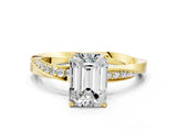 Yellow gold Emerald Cut Diamond Engagement Ring with Side Stone Accents and Four-Prong Setting_32