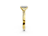 Yellow gold Emerald Cut Diamond Engagement Ring with Side Stone Accents and Four-Prong Setting_34