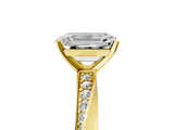 Yellow gold Emerald Cut Diamond Engagement Ring with Side Stone Accents and Four-Prong Setting_37