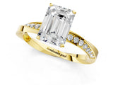Yellow gold Emerald Cut Diamond Engagement Ring with Side Stone Accents and Four-Prong Setting_74