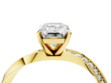Yellow gold Emerald Cut Diamond Engagement Ring with Side Stone Accents and Four-Prong Setting_77