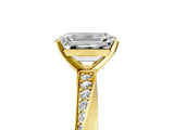 Yellow gold Emerald Cut Diamond Engagement Ring with Side Stone Accents and Four-Prong Setting_78