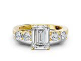 Yellow gold Emerald Cut Diamond Five-Stone Prong Set White Gold Ring_48