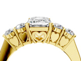 Yellow gold Emerald Cut Diamond Five-Stone Prong Set White Gold Ring_52