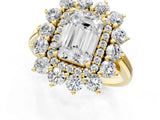 Yellow gold Emerald Cut Diamond Floral Double Halo Engagement Ring with Prong Setting_42