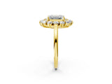 Yellow gold Emerald Cut Diamond Floral Double Halo Engagement Ring with Prong Setting_43