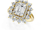 Yellow gold Emerald Cut Diamond Floral Double Halo Engagement Ring with Prong Setting_78