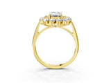 Yellow gold Emerald Cut Diamond Floral Double Halo Engagement Ring with Prong Setting_80