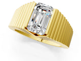 Yellow gold Emerald Cut Diamond Fluted Mens Ring_13