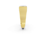Yellow gold Emerald Cut Diamond Fluted Mens Ring_14