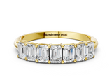 Yellow gold Emerald Cut Diamond Half Eternity Band with Prong Setting_40